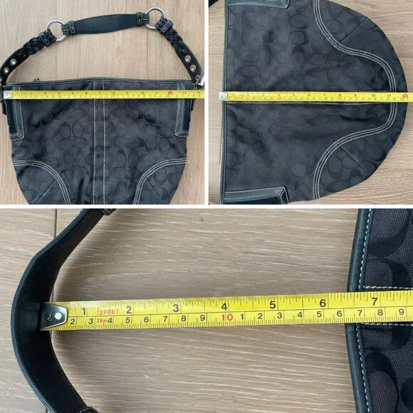 Vintage Coach Purse Hobo Signature Shoulder Bag Black Monogram 6279 Y2K - Picture 10 of 11